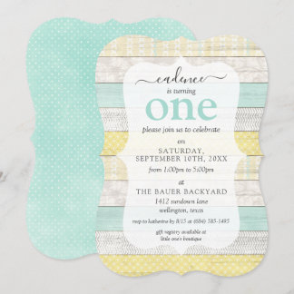 Minze & Gelbe Rustikale Hütte Custom Age Geburtsta Einladung