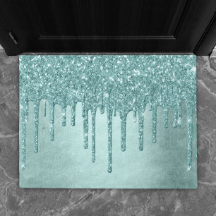 Minze-Glitzer Aqua Aquamarin Melting Pour Fußmatte