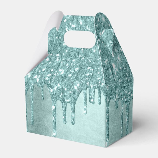 Minze-Glitzer | Aqua Aquamarin Melting Pour Geschenkschachtel (Vorderseite)