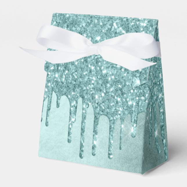 Minze-Glitzer | Aqua Aquamarin Melting Pour Geschenkschachtel (Vorderseite)
