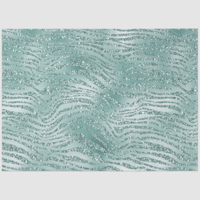 Minze Glitzer Glitzy Sparkle Zebra Print Seidenpapier (Vorderseite)