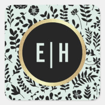 Minze | Gold | Black Floral Monogram Wedding