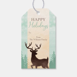Minze Gold Brown Deer Woodland Holiday Geschenk Ta Geschenkanhänger