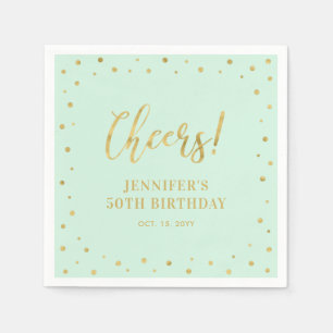 Minze & Gold   Elegante Classic Adult Birthday Par Serviette