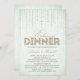 Minze & Gold Glitzer Look Probe Dinner Einladung (Vorne/Hinten)