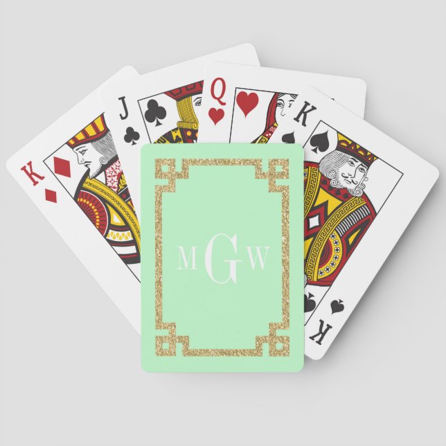 Minze Gold Glitzer sehen griechisch Schlüsselrahme Spielkarten (Rückseite)