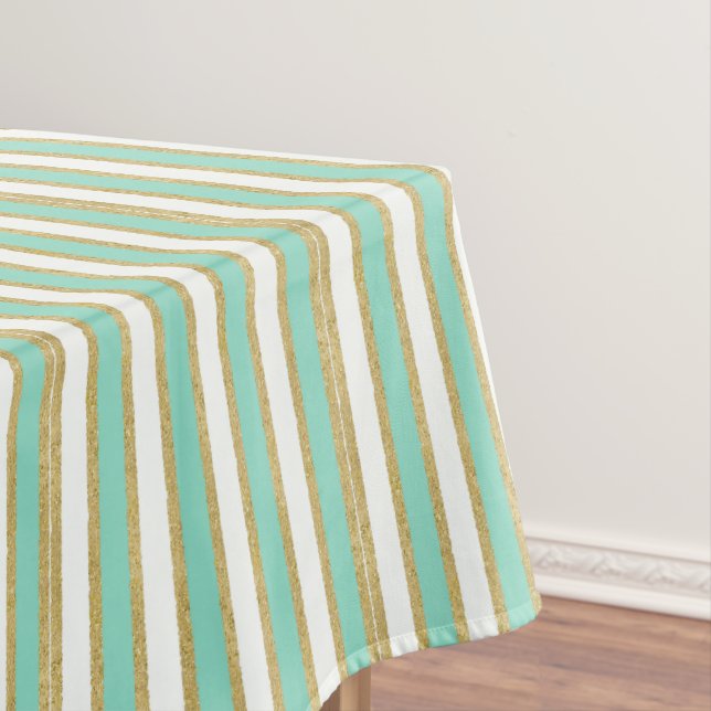 Minze Gold Streifen modern Tischdecke (Beispiel)
