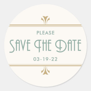 Minze Gold und Elfenbeinküste Art Deco Vintag Runder Aufkleber