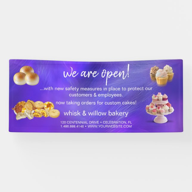 Minze & Gold Whisk Bakery Business Wiedereröffnung Banner (Horizontal)