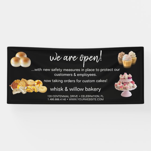 Minze & Gold Whisk Bakery Business Wiedereröffnung Banner (Horizontal)