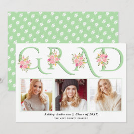 Minze GRAD Typografie rosa Rosen Foto Abschluss Ankündigung