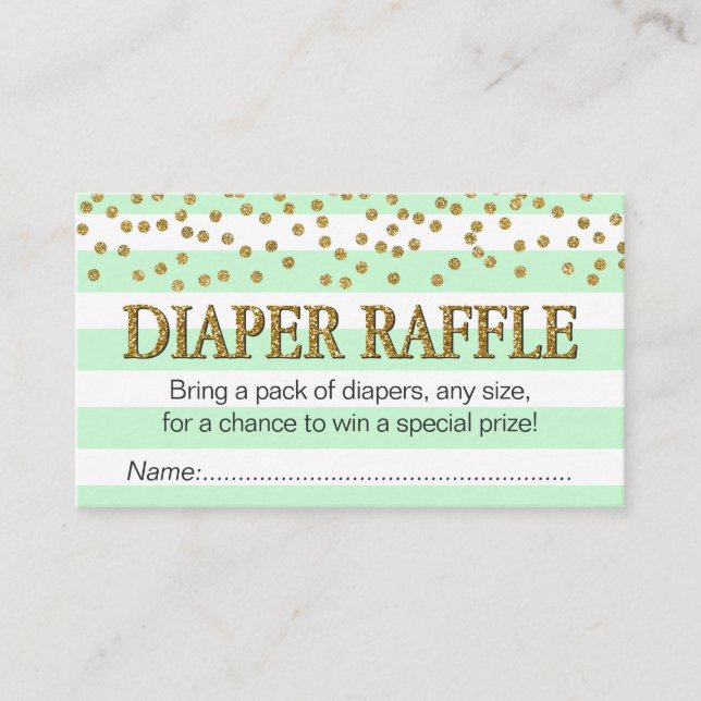 Minze Green Aqua Gold Winder Raffle Tickets Begleitkarte (Vorderseite)