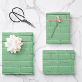 Minze Green Brick Wall Geschenkpapier Set