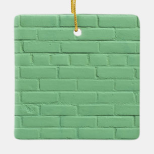 Minze Green Brick Wall Keramikornament