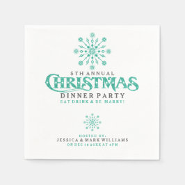 Minze Green Christmas Snowflake Dinner Party Desig Serviette