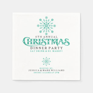 Minze Green Christmas Snowflake Dinner Party Desig Serviette