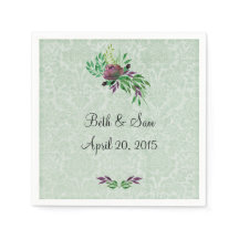 Minze Green Damask Cocktail Papier Napkins