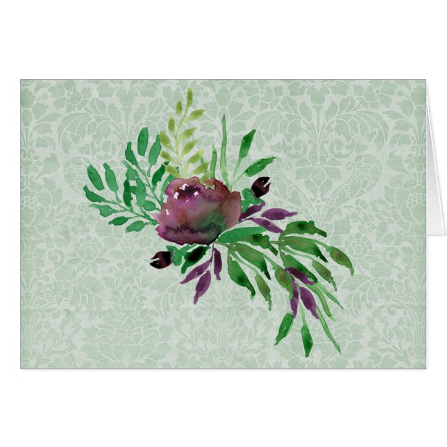 Minze Green Damask Note Card inklusive Umschläge (Vorderseite (Horizontal))