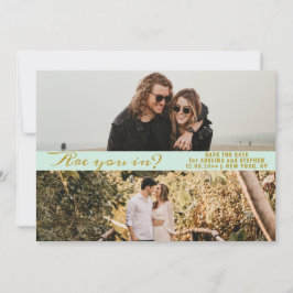 Minze Green Einfaches Skript Zwei Foto Galerie QR Save The Date