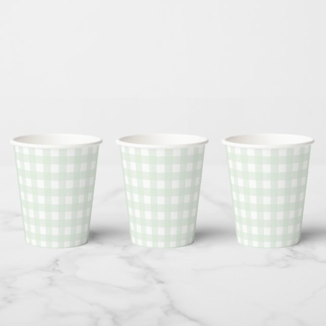 Minze Green Gingham Paper Cup Pappbecher (Multi)