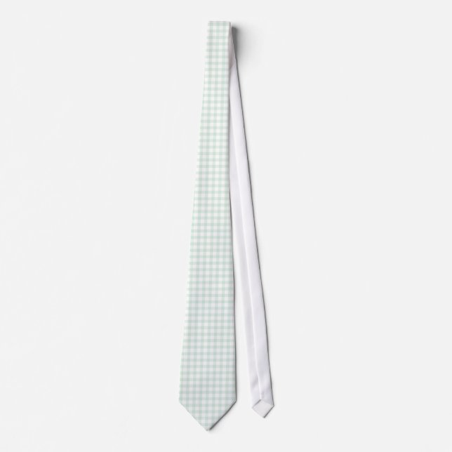 Minze Green Gingham Pattern Krawatte für Männer (Vorderseite)
