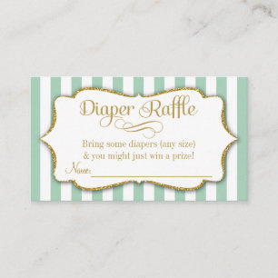 Minze Green Gold Diaper Raffle Baby Duschkarten Begleitkarte