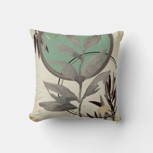 Minze Green & Gray Abstrakte Wasserfarbe Kissen