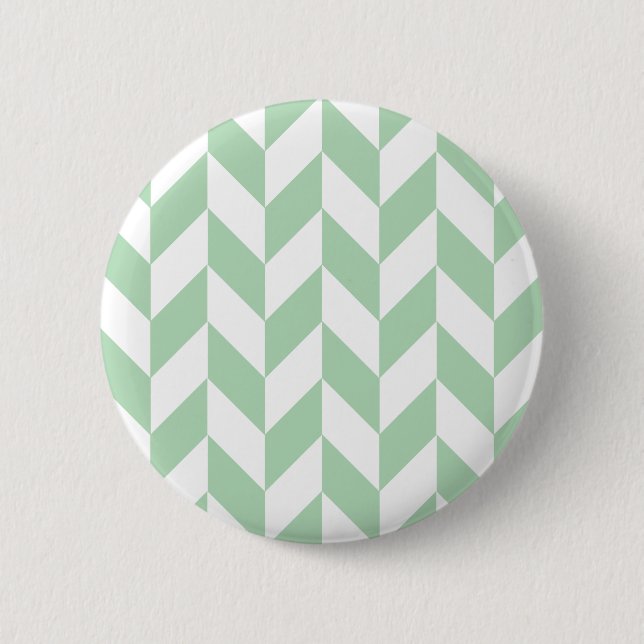 Minze Green Herringbone-Muster Button (Vorderseite)
