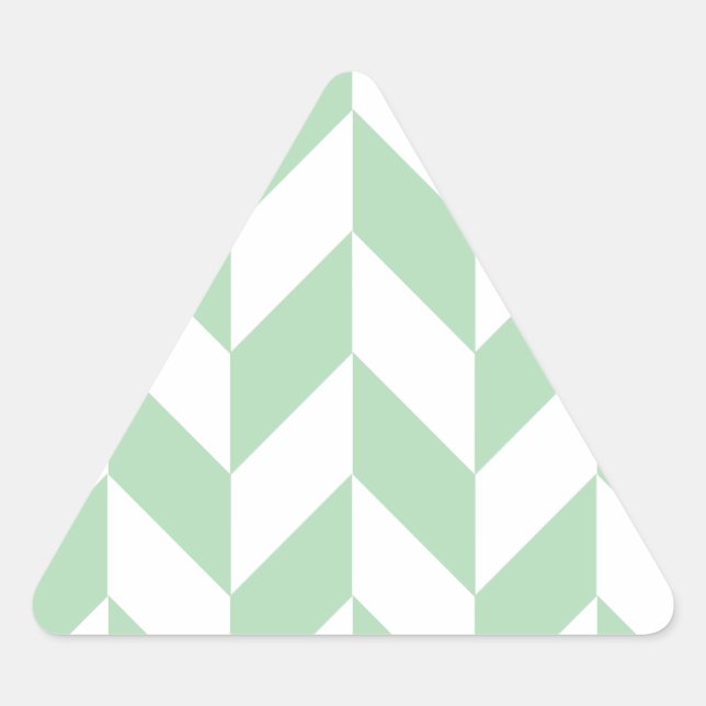 Minze Green Herringbone-Muster Dreieckiger Aufkleber (Vorderseite)