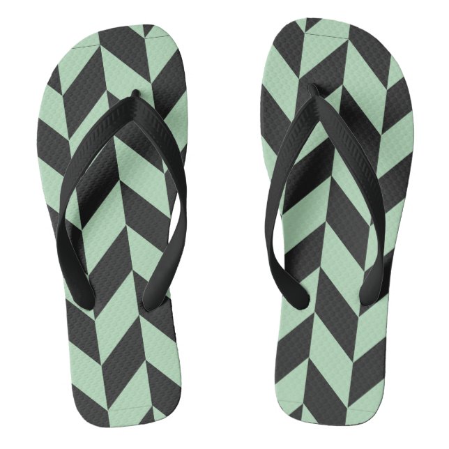 Minze Green Herringbone-Muster Flip Flops (Fußbett)