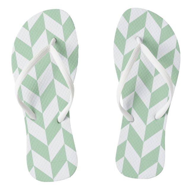 Minze Green Herringbone-Muster Flip Flops (Fußbett)
