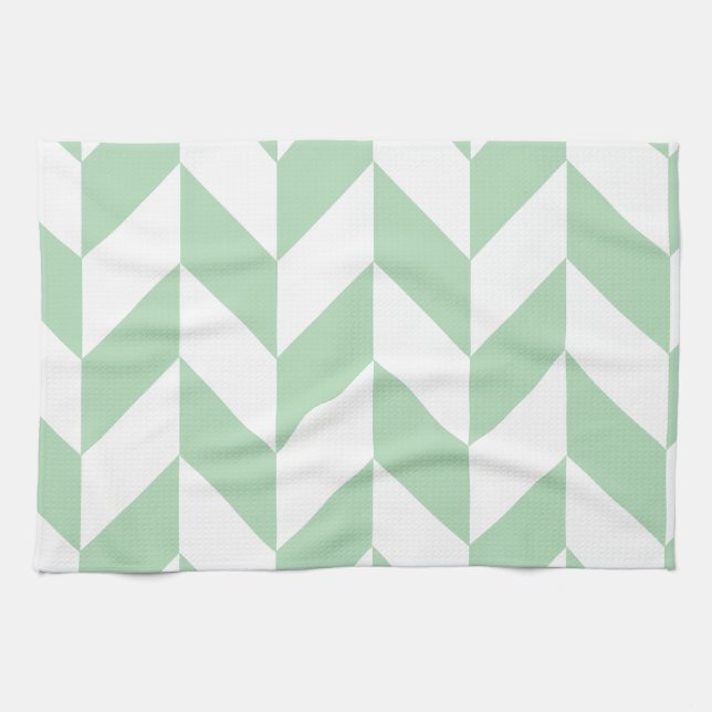 Minze Green Herringbone-Muster Geschirrtuch (Horizontal)