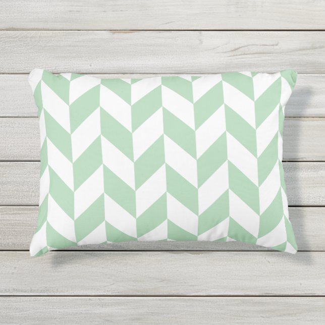 Minze Green Herringbone-Muster Kissen Für Draußen (Vorderseite)
