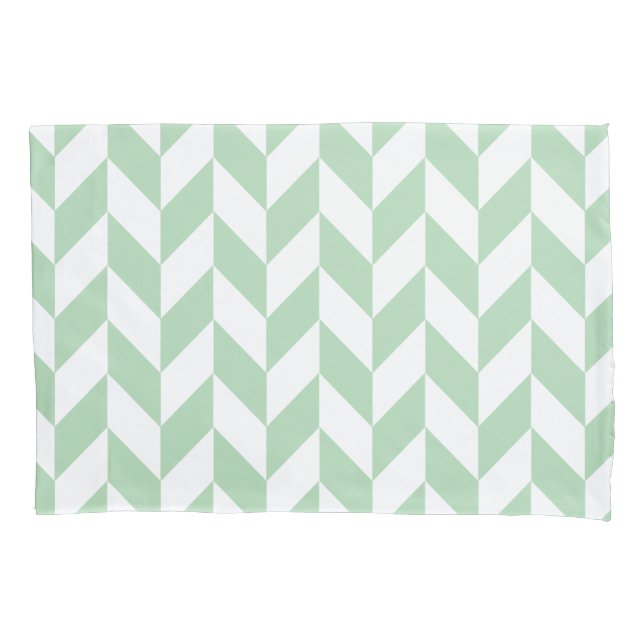 Minze Green Herringbone-Muster Kissenbezug (Vorderseite-Links)