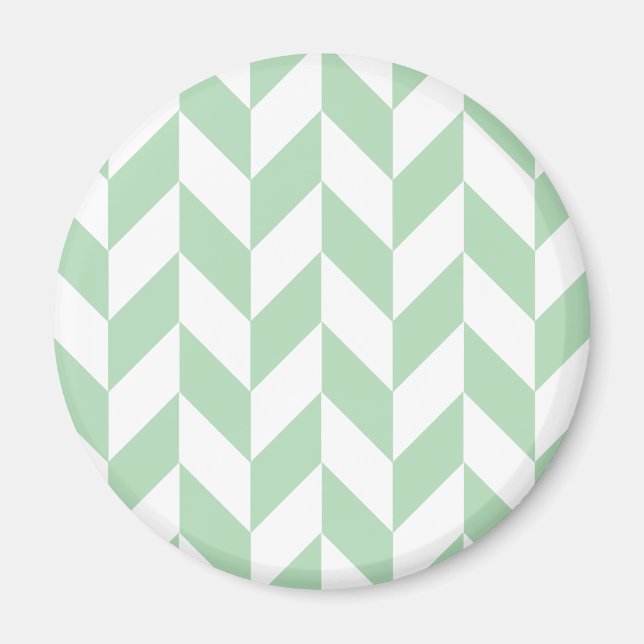 Minze Green Herringbone-Muster Magnet (Vorne)