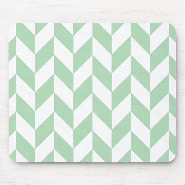 Minze Green Herringbone-Muster Mousepad (Vorne)