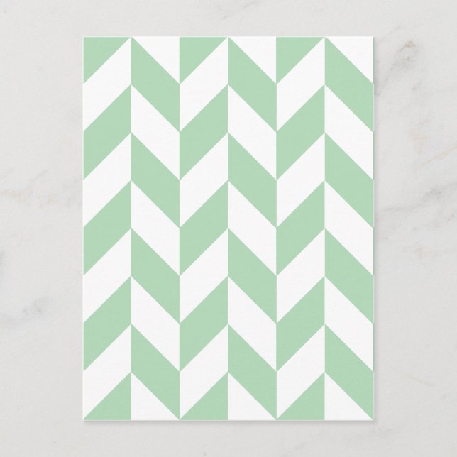 Minze Green Herringbone-Muster Postkarte (Vorderseite)