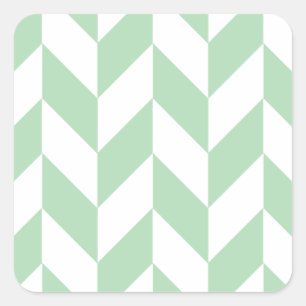 Minze Green Herringbone-Muster Quadratischer Aufkleber