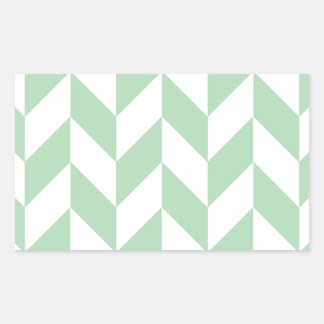 Minze Green Herringbone-Muster Rechteckiger Aufkleber (Vorderseite)