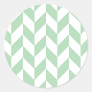 Minze Green Herringbone-Muster Runder Aufkleber