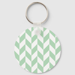 Minze Green Herringbone-Muster Schlüsselanhänger