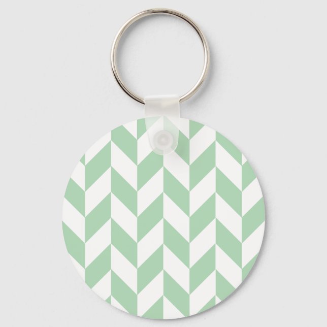 Minze Green Herringbone-Muster Schlüsselanhänger (Vorderseite)