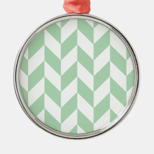 Minze Green Herringbone-Muster Silbernes Ornament