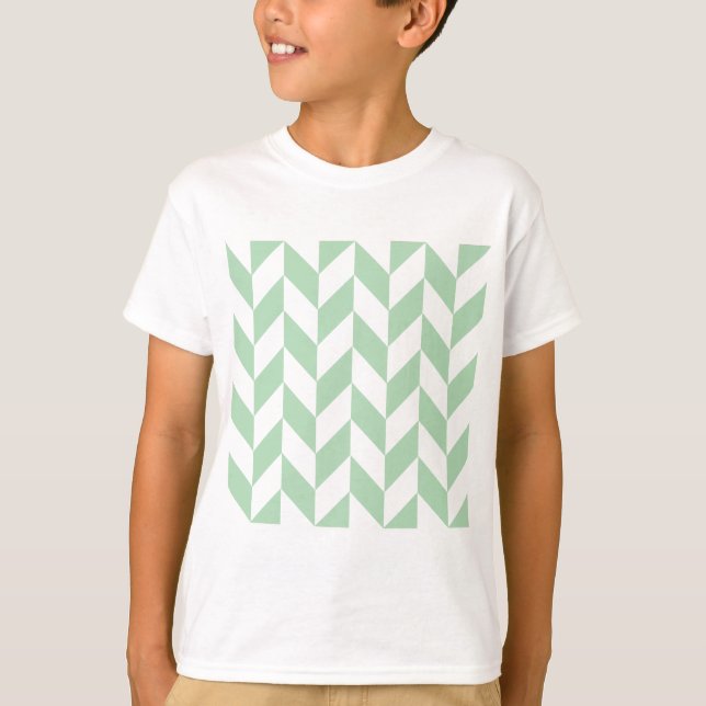 Minze Green Herringbone-Muster T-Shirt (Vorderseite)