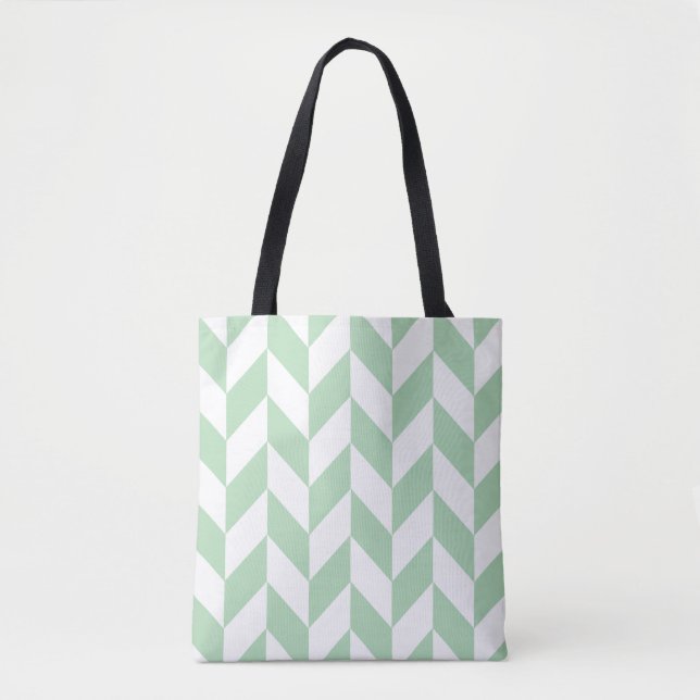 Minze Green Herringbone-Muster Tasche (Vorderseite)