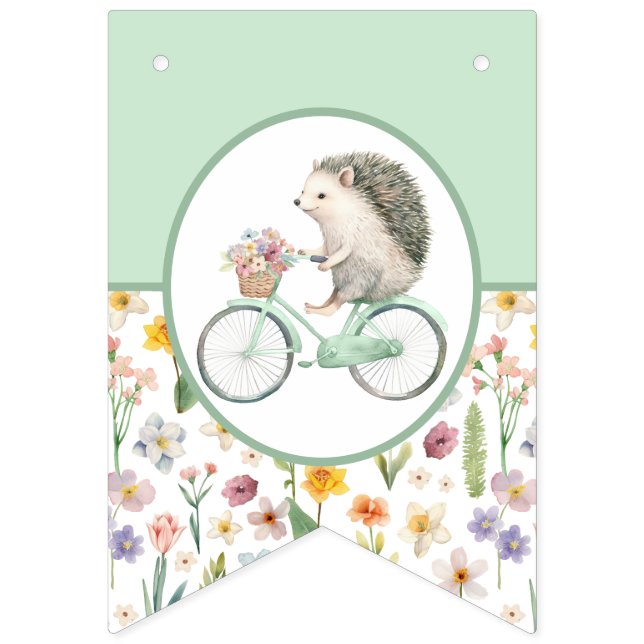 Minze Green Igel Babyduschenbräunungsflagge Wimpelkette (Erste Fahne)