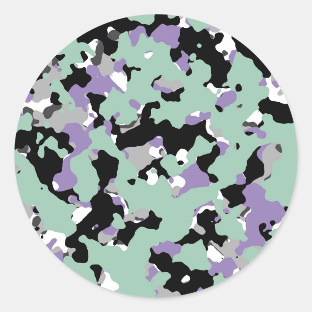 Minze Green & Lila Camouflage Camouflage Print Par Runder Aufkleber (Vorderseite)