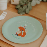 Minze Green Niedlich Fox Party Hat Woodland Geburt Pappteller<br><div class="desc">Feiern Sie den Geburtstag Ihres Kindes mit diesen Tellern aus dem Party eines niedlichen Fuchses,  der ein Party trägt,  das auf einem minzgrünen Hintergrund für ein Waldthema dargestellt ist.</div>