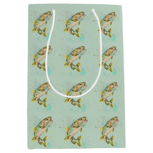 Minze Green Rainbow Trout Geschenktasche Mittlere Geschenktüte (Vorderseite)