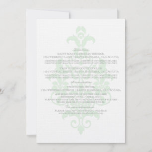 Minze Green Subtle Damask Information Card Einladung
